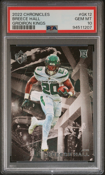 Graded 2022 Panini Chronicles Breece Hall #GK12 Gridiron Kings Rookie RC Football Card PSA 10 Gem Mint