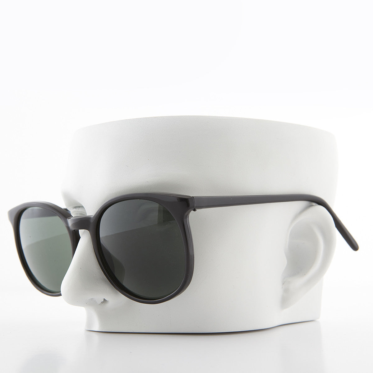 Oversized Black Round Schoolboy Vintage Sunglass - Margo