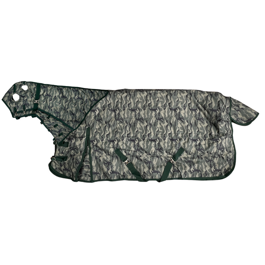 AJ Tack 1200D Waterproof Turnout Horse Blanket with Hood - Camouflage