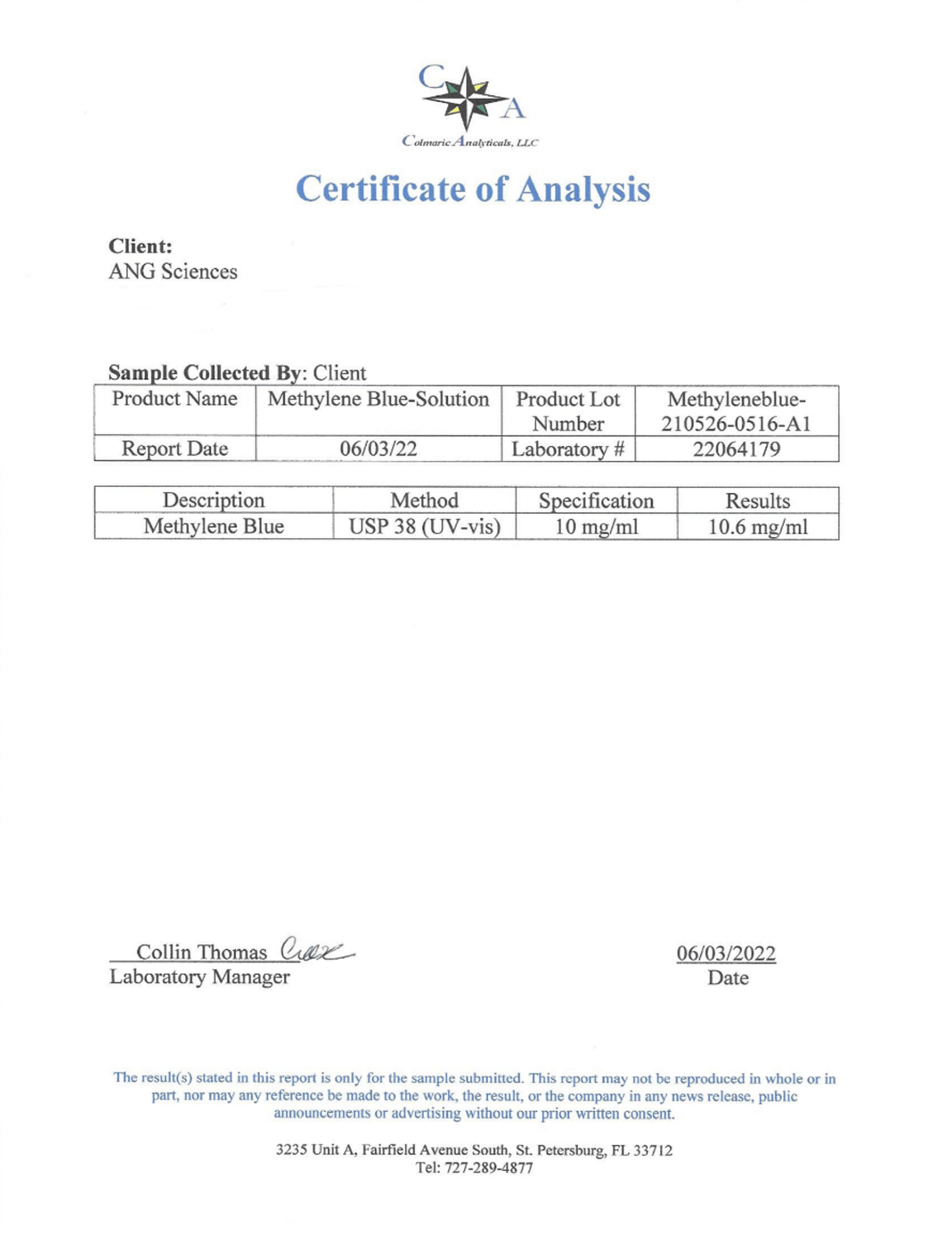Methylene Blue 1% - USP (Pharmaceutical) Grade - 60ml - Triathlete Store