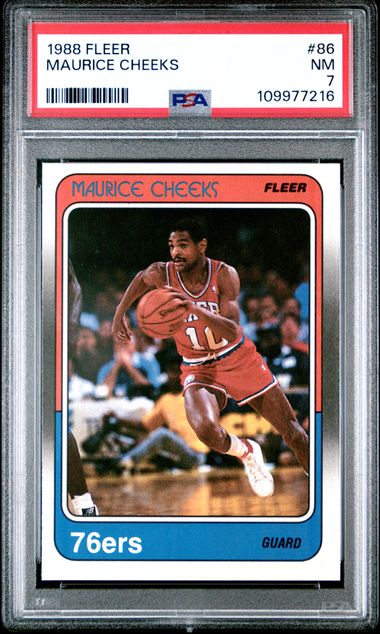 Graded 1988 Fleer Maurice Cheeks #86 Basketball Card PSA 7 Near Mint