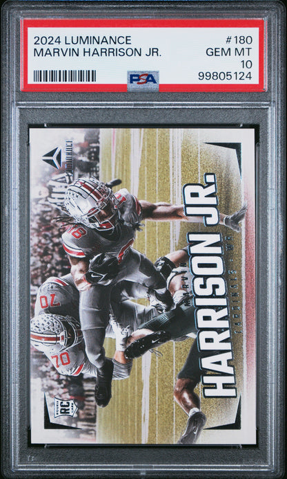 Graded 2024 Panini Luminance Marvin Harrison Jr #180 Rookie RC Football Card PSA 10 Gem Mint
