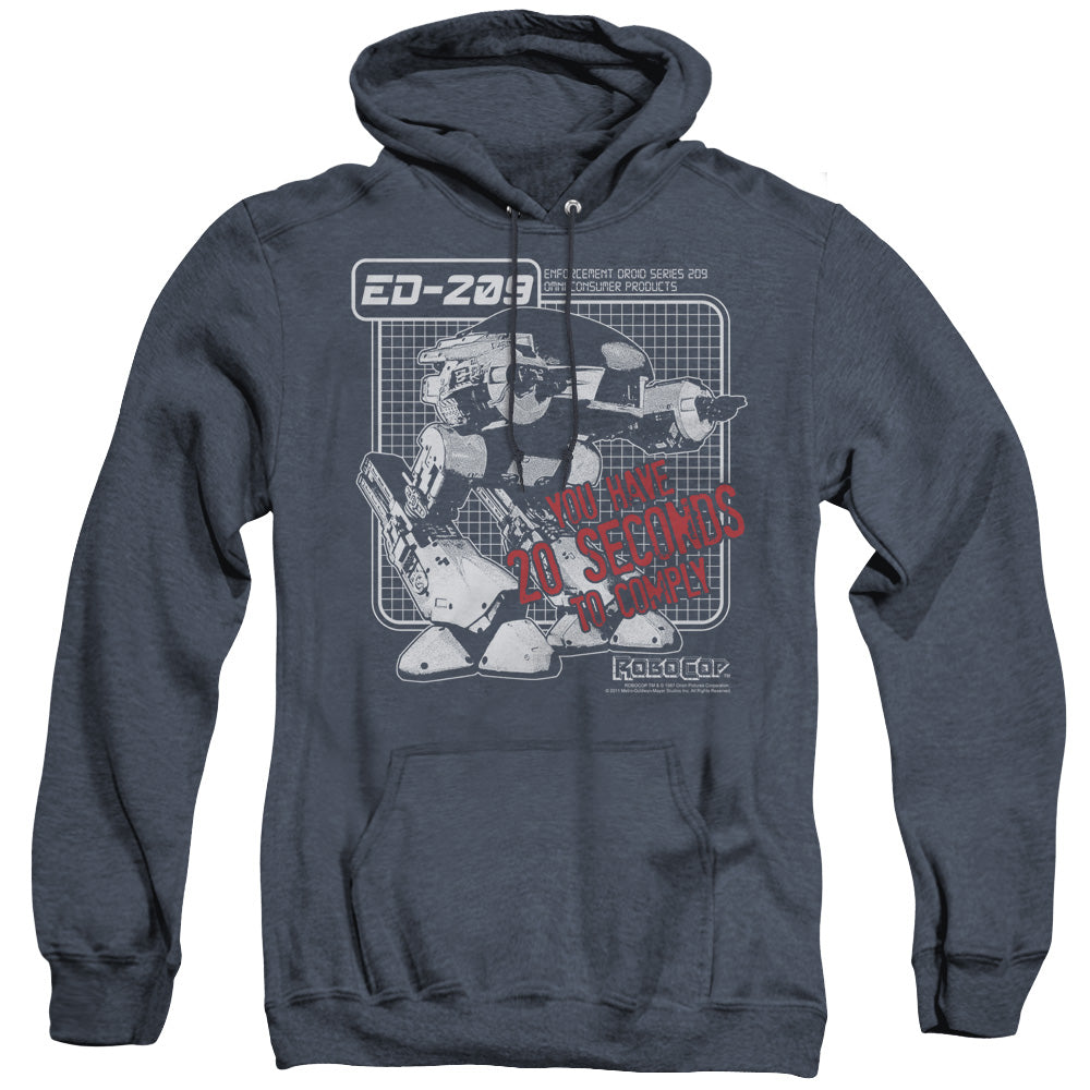 Robocop Ed 209 Mens Heather Hoodie Navy Officially Licensed