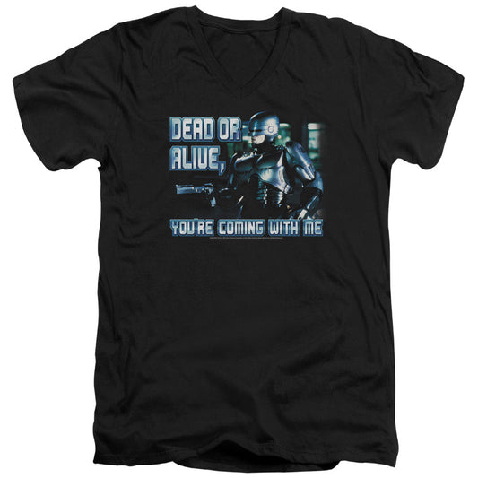 Robocop Dead Or Alive Mens Slim Fit V-Neck T Shirt Black Officially Licensed
