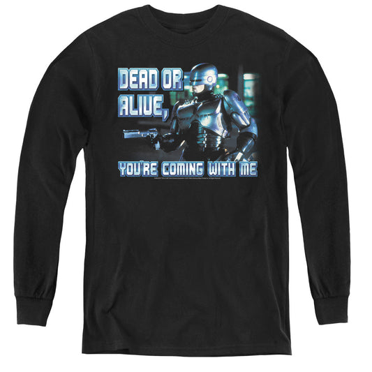 Robocop Dead Or Alive Long Sleeve Kids Youth T Shirt Black Officially Licensed