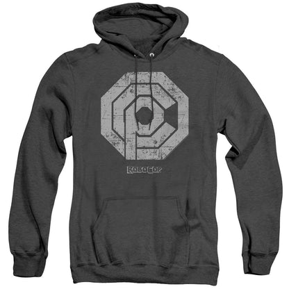 Robocop Distressed Ocp Logo Mens Heather Hoodie Black Officially Licensed
