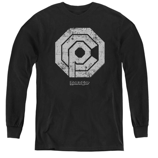 Robocop Distressed Ocp Logo Long Sleeve Kids Youth T Shirt Black Officially Licensed