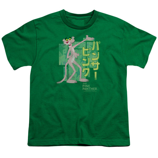 Pink Panther Asian Letters Kids Youth T Shirt Kelly Green Officially Licensed