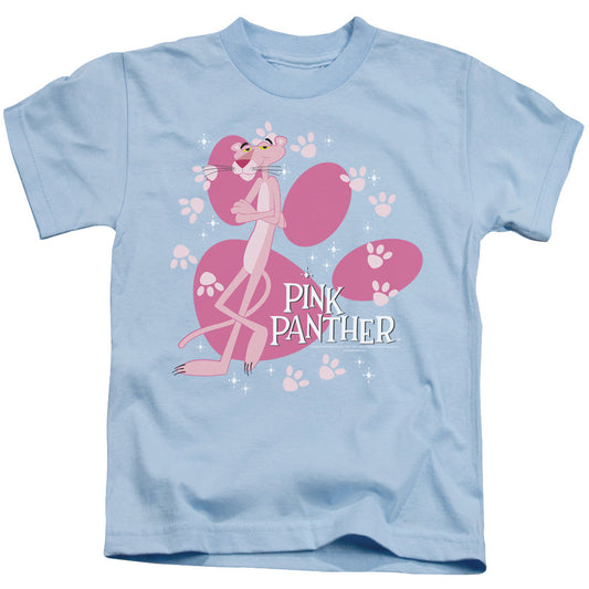 Pink Panther Walk All Over Juvenile Kids Youth T Shirt Light Blue Officially Licensed