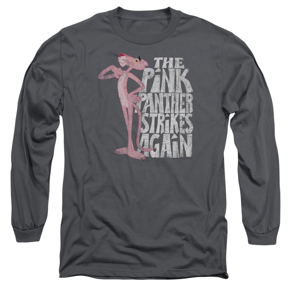 Pink Panther Strikes Again Mens Long Sleeve Shirt Charcoal Officially Licensed