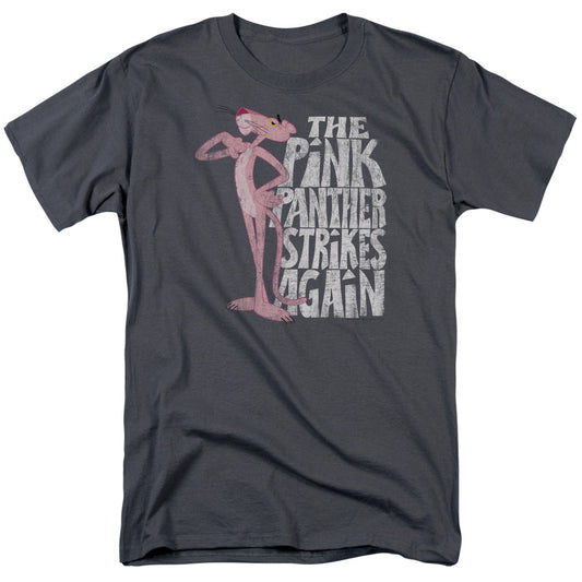Pink Panther Strikes Again Mens T Shirt Charcoal Officially Licensed