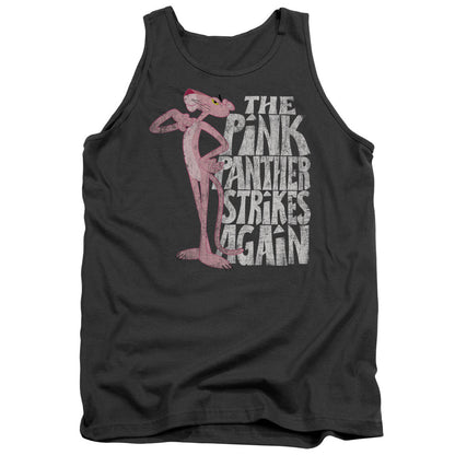 Pink Panther Strikes Again Mens Tank Top Shirt Charcoal Officially Licensed