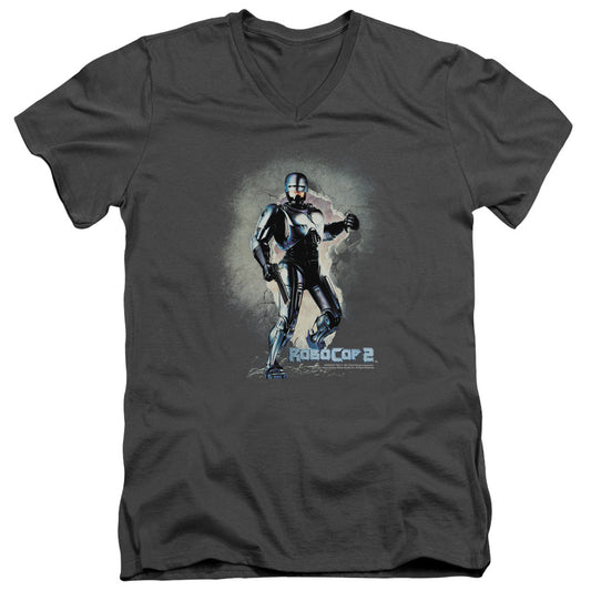 Robocop Break On Through Mens Slim Fit V-Neck T Shirt Charcoal Officially Licensed