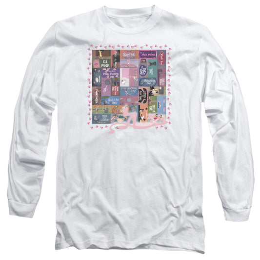 Pink Panther Vintage Titles Mens Long Sleeve Shirt White Officially Licensed