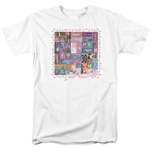 Pink Panther Vintage Titles Mens T Shirt White Officially Licensed