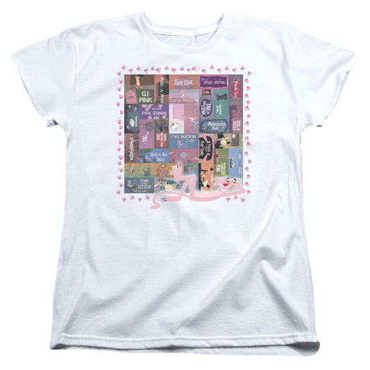 Pink Panther Vintage Titles Womens T Shirt White Officially Licensed