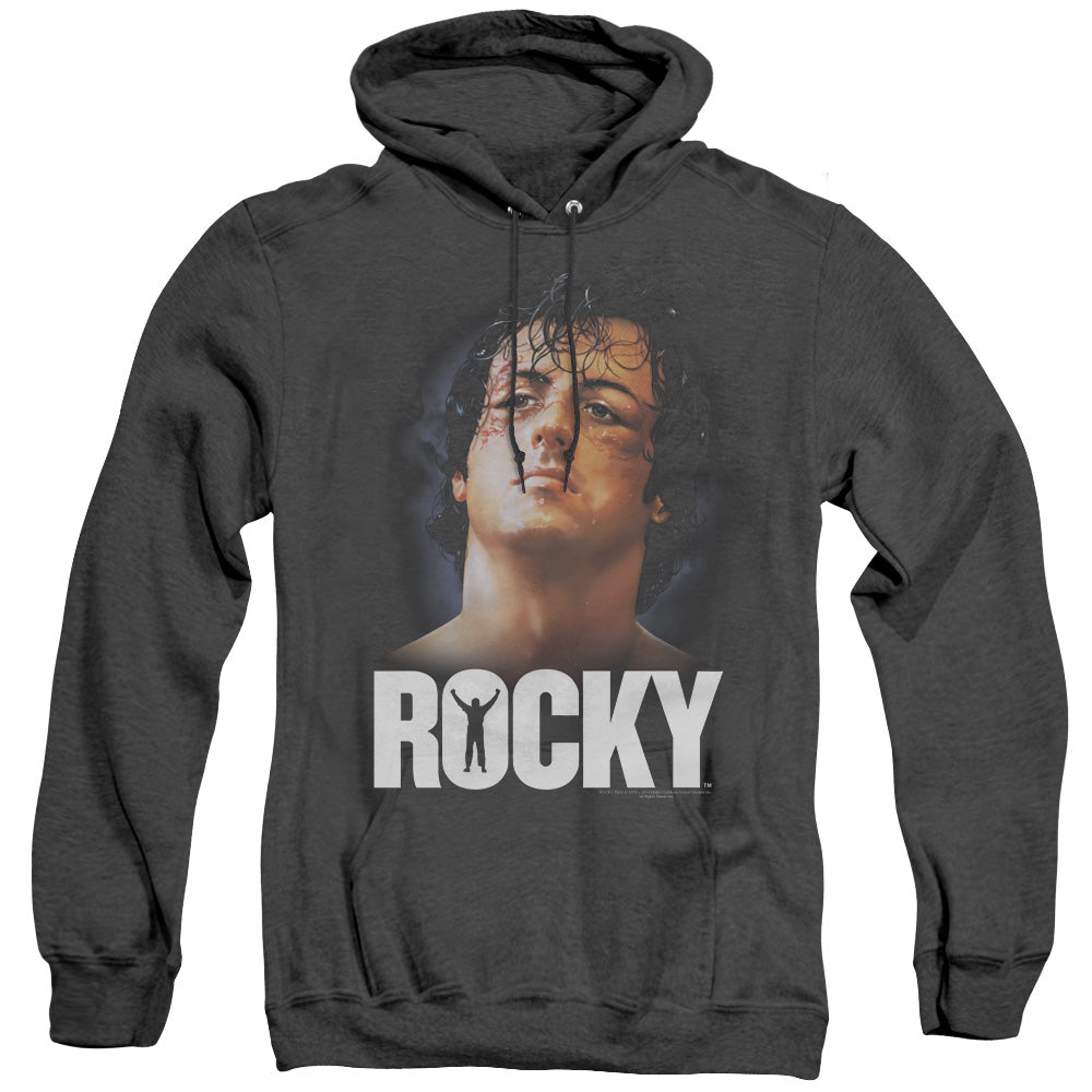 Rocky The Champ Mens Heather Hoodie Black Officially Licensed
