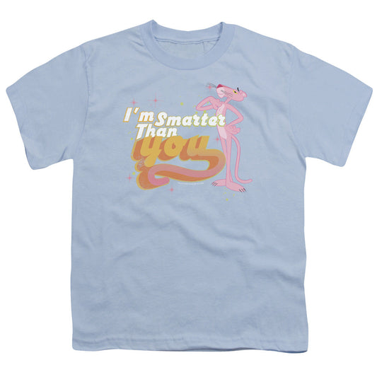 Pink Panther Art Cat Kids Youth T Shirt Light Blue Officially Licensed
