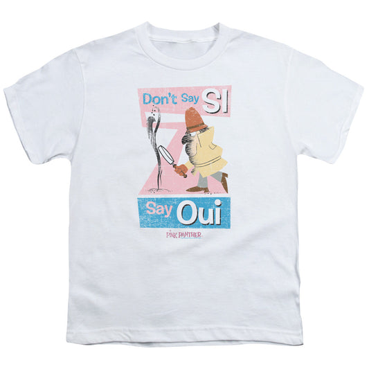 Pink Panther Say Oui Kids Youth T Shirt White Officially Licensed