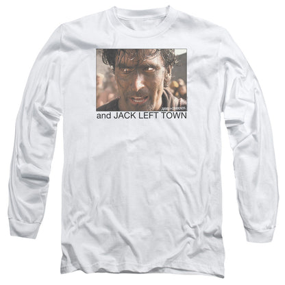 Army Of Darkness Jack Left Town Mens Long Sleeve Shirt White Officially Licensed