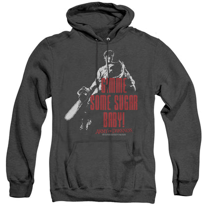 Army Of Darkness Sugar Mens Heather Hoodie Black Officially Licensed