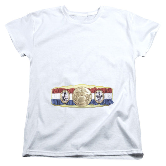 Rocky Championship Belt (Bottom Front) Womens T Shirt White Officially Licensed