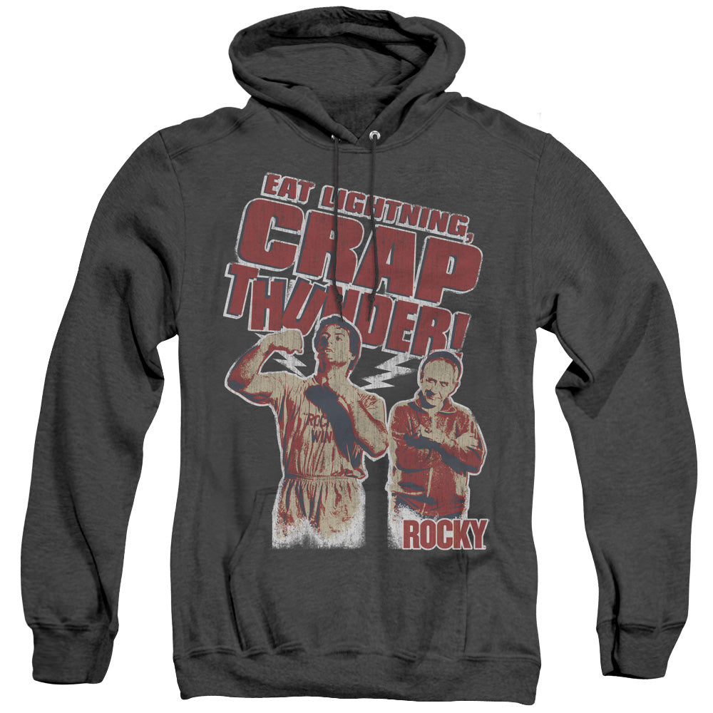 Rocky Eat Lightning Mens Heather Hoodie Black Officially Licensed