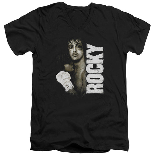 Rocky Painted Rocky Mens Slim Fit V-Neck T Shirt Black Officially Licensed
