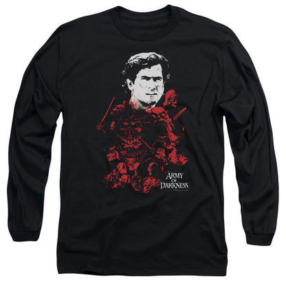 Army Of Darkness Pile Of Baddies Mens Long Sleeve Shirt Black Officially Licensed