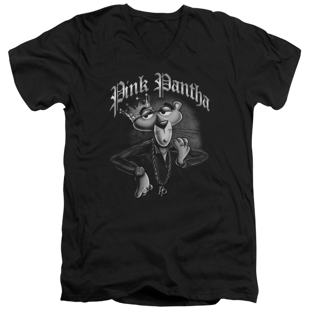 Pink Panther Pink Pantha Mens Slim Fit V-Neck T Shirt Black Officially Licensed