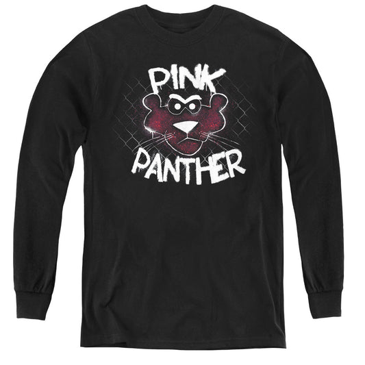 Pink Panther Spray Panther Long Sleeve Kids Youth T Shirt Black Officially Licensed