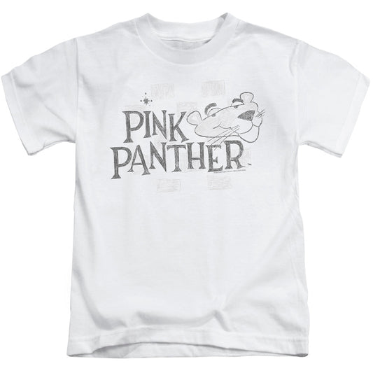 Pink Panther Sketch Logo Juvenile Kids Youth T Shirt White Officially Licensed