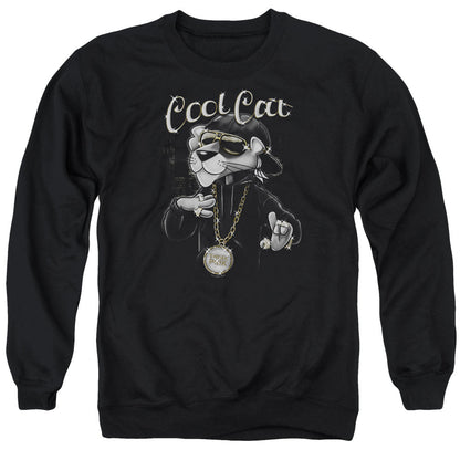 Pink Panther Cool Cat Mens Crewneck Sweatshirt Black Officially Licensed