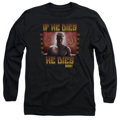 Rocky Iv Condolences Mens Long Sleeve Shirt Black Officially Licensed Officially Licensed