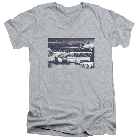 Rocky American Will Mens Slim Fit V-Neck T Shirt Athletic Heather Officially Licensed