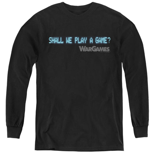 WarGames Shall We Long Sleeve Kids Youth T Shirt Black Officially Licensed