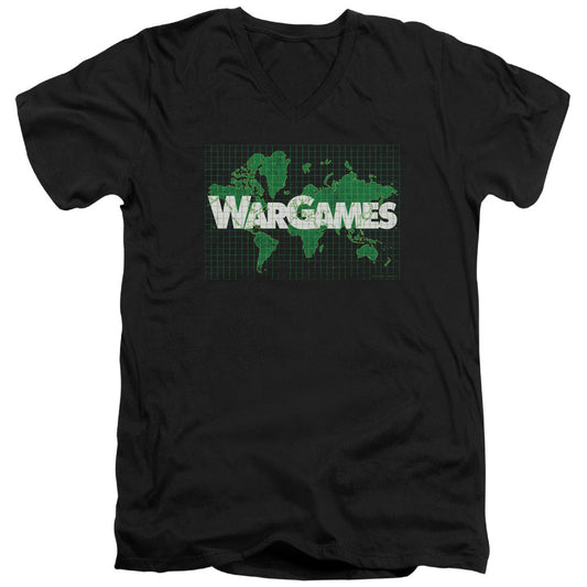 WarGames Game Board Mens Slim Fit V Neck T Shirt Black Officially Licensed