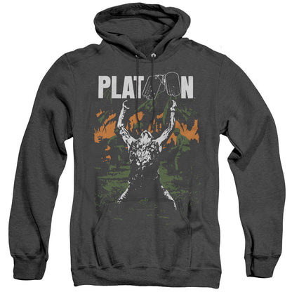 Platoon Graphic Mens Heather Hoodie Black Officially Licensed