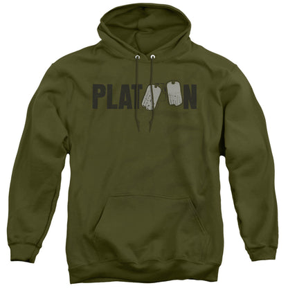 Platoon Logo Mens Hoodie Military Green Officially Licensed