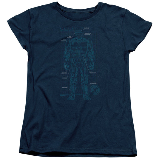 Robocop Schematic Womens T Shirt Navy Blue Officially Licensed