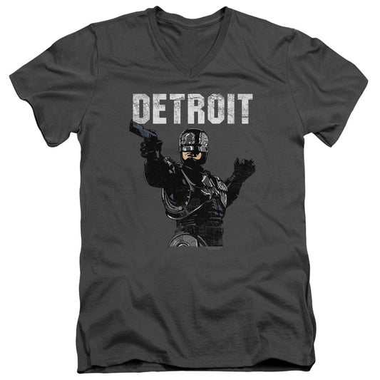 Robocop Detroit Mens Slim Fit V Neck T Shirt Charcoal Officially Licensed