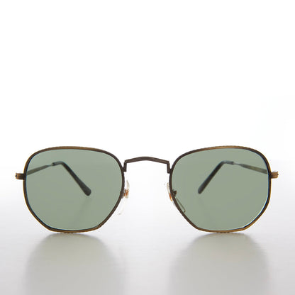 Square Metal Sunglasses with Glass Lenses - Mika