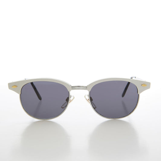 Sleek Silver Half Frame Vintage Sunglass - Minsky