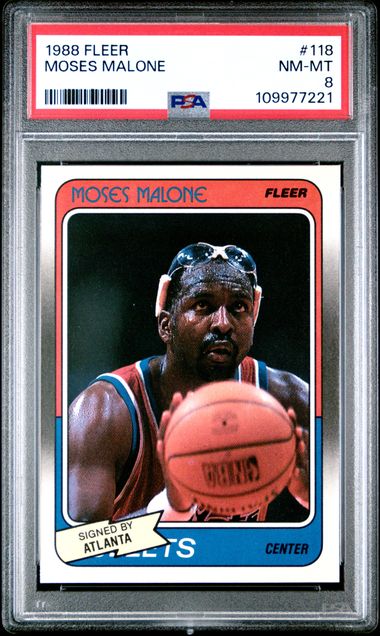 Graded 1988 Fleer Moses Malone #118 Basketball Card PSA 8 NM-MT