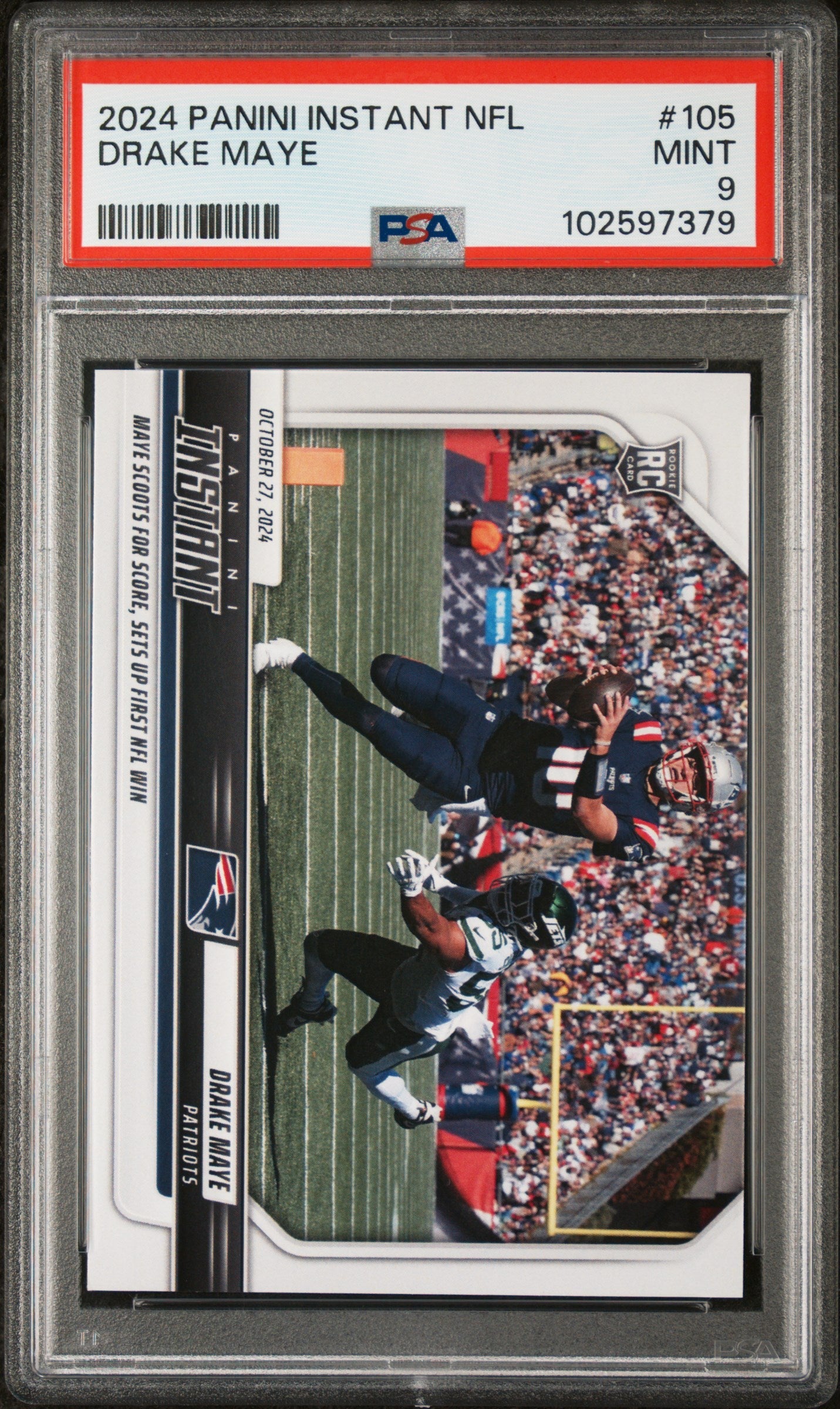 Graded 2024 Panini Instant NFL Drake Maye #105 Rookie RC Football Card PSA 9 Mint