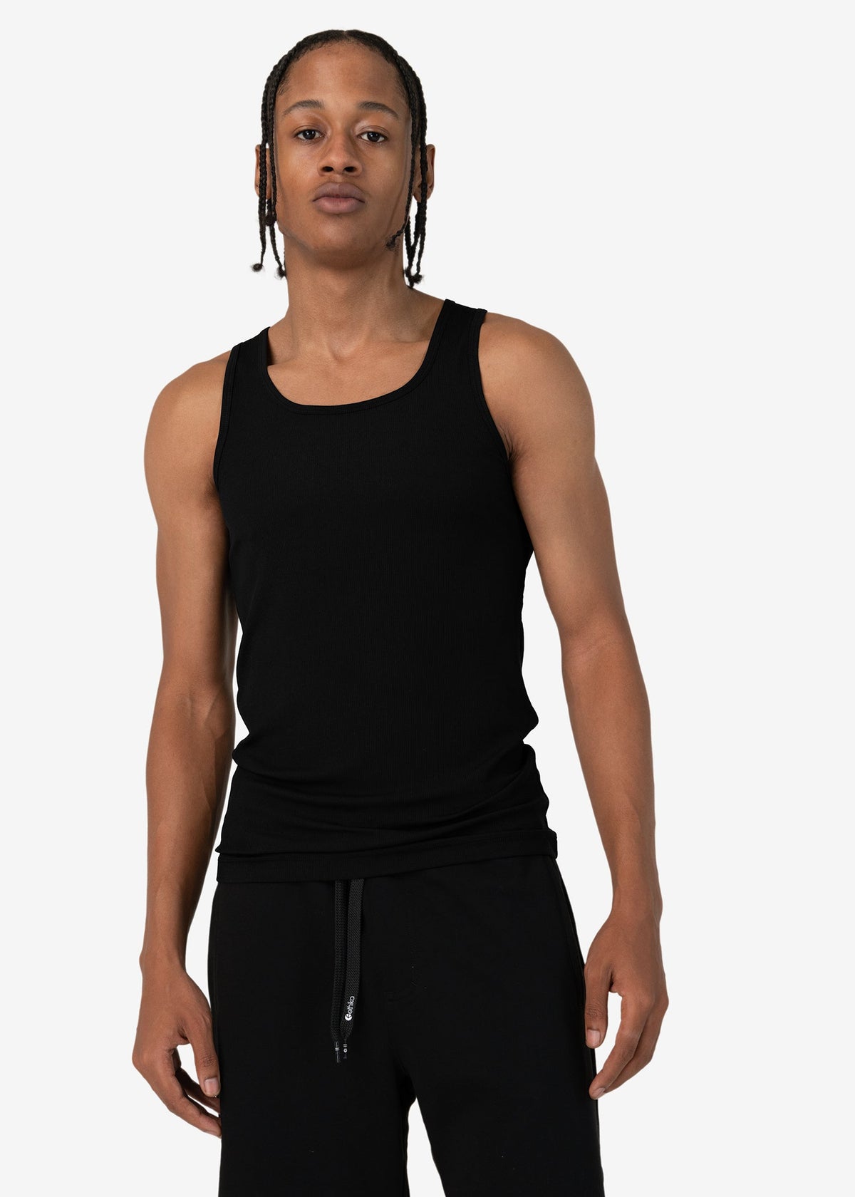 Black | Mens Ribbed Tank