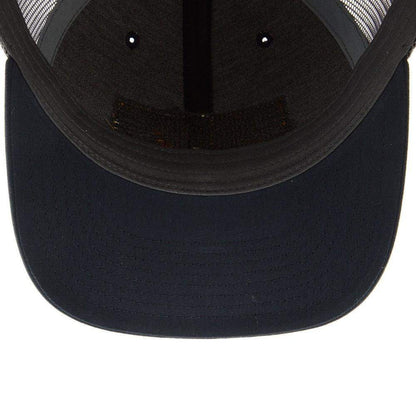 Navy And Charcoal Leather Patch Logo Mesh Back Cap
