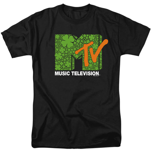 Mtv St. Patrick'S Day Shamrock Logo Mens T Shirt Black Officially Licensed