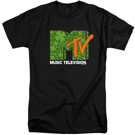 Mtv St. Patrick'S Day Shamrock Logo Mens Tall T Shirt Black Officially Licensed