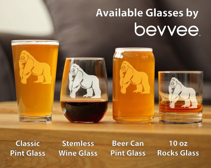 Gorilla Beer Can Pint Glass - Fun Wild Animal Themed Decor and Gifts for Lovers of Apes and Monkeys - 16 Oz Glasses